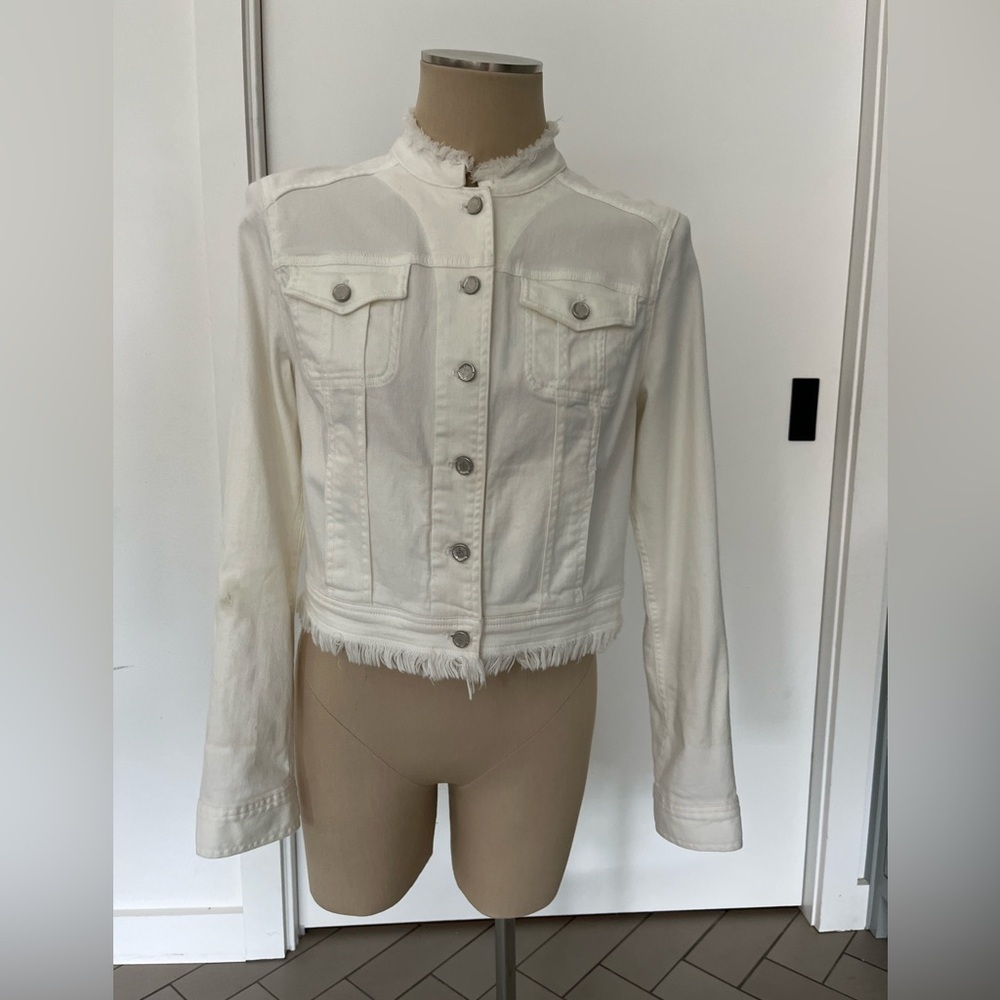 Ellie Tahari Meggie Lace Back Denim Jacket - Picture 4 of 12